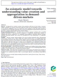 An axiomatic model towards understanding value creation and appropriation in demand-driven markets